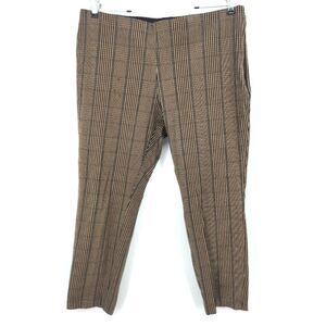 A New Day Ankle Dress Pants Size 16 Side Zip Cattail Plaid Brown Academia Office